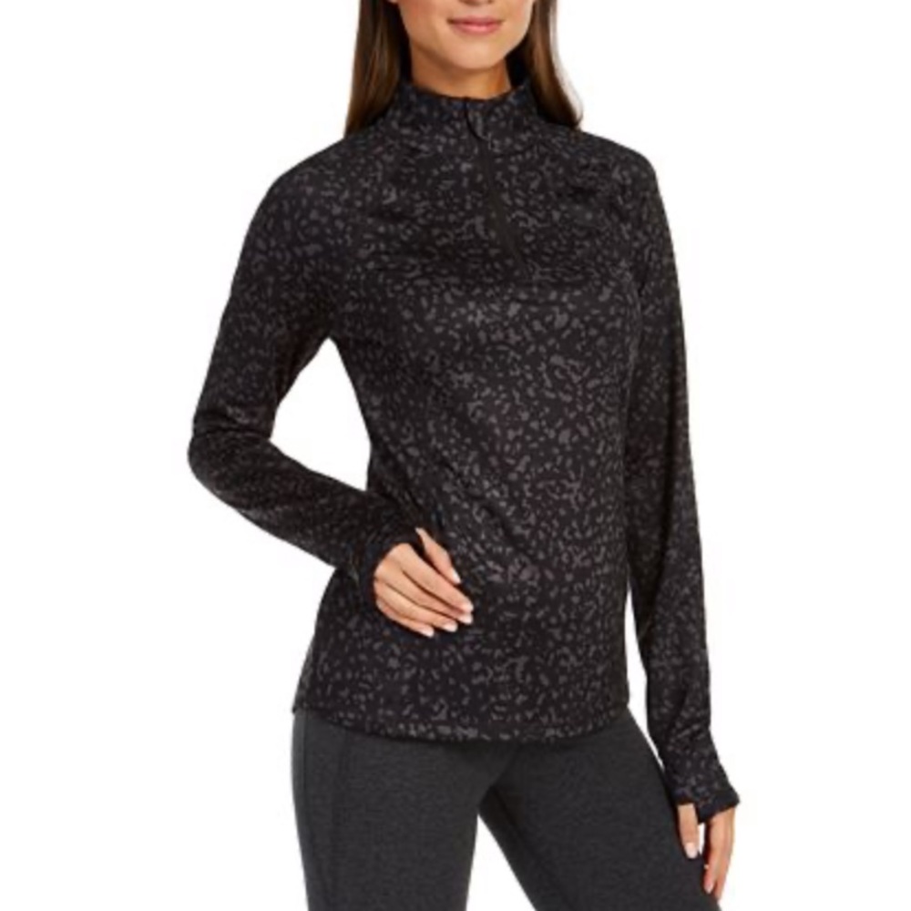 Ideology Printed Quarter-Zip Hoodie Noir